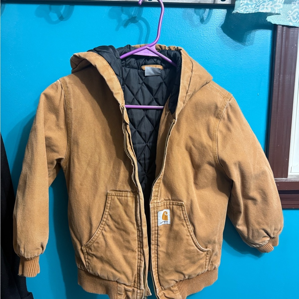 Carhartt Kids Tan Hooded Puffer Jacket